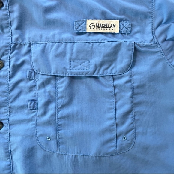 Magellan Shirt Mens Large Blue Short Sleeve Fish Gear Outdoors Back Vent pockets - Picture 4 of 6